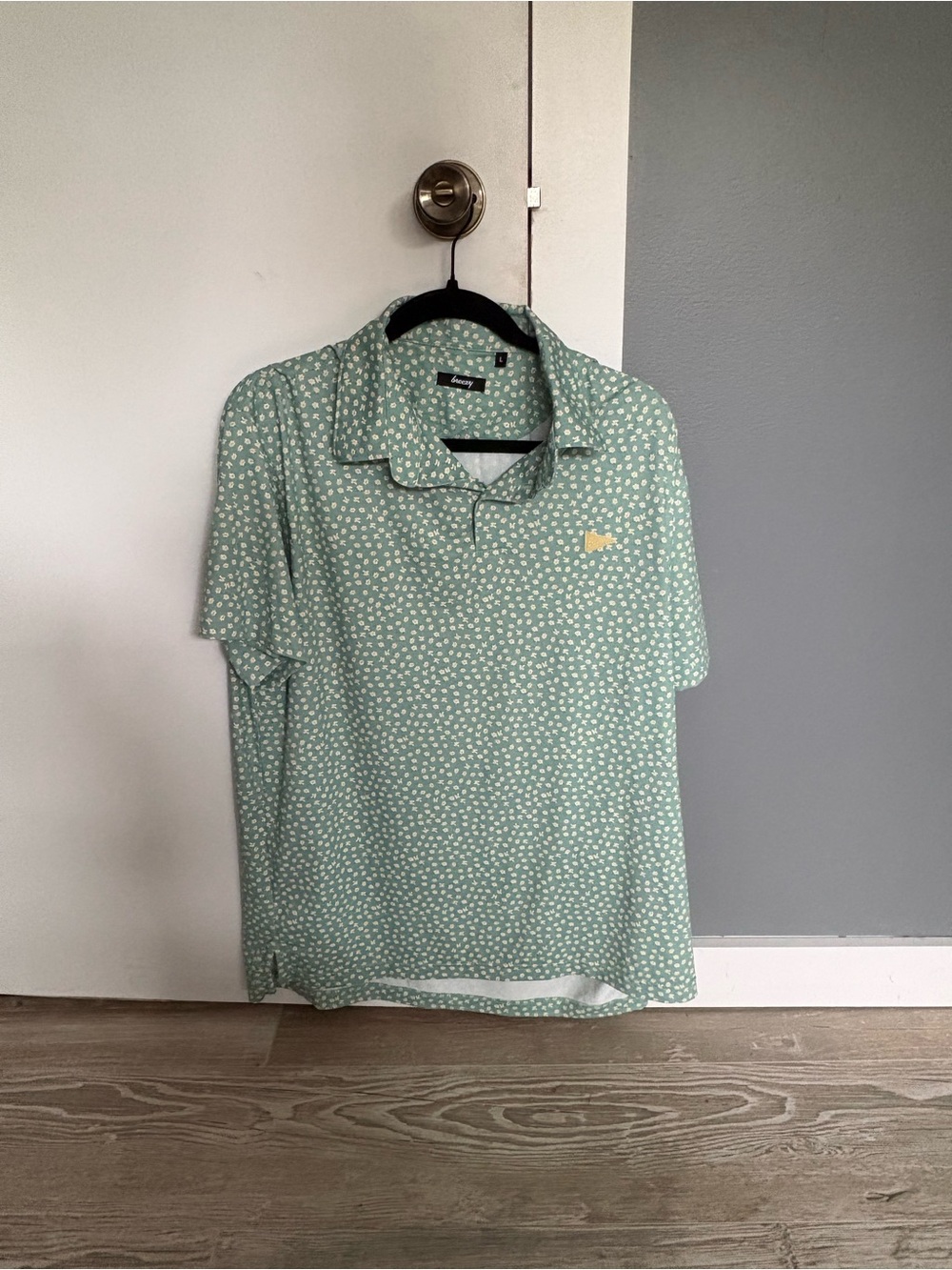 Breezy Short-Sleeve Mint Green Polo with Micro Print